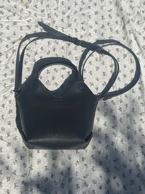 Black Leather Crossbody Tote Bag by Madden Girl